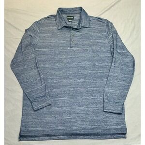 Chase 54 Long Sleeve Polo Men Large Charcoal Blue Space Performance Golf Shirt